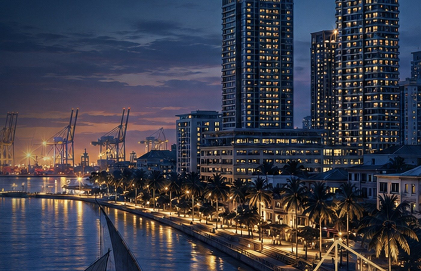 Calicut harbour city and infrastructure visual